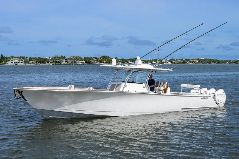 Slide: The Image of 2022 Valhalla Boatworks V-41 on calm waters, side view. - 3