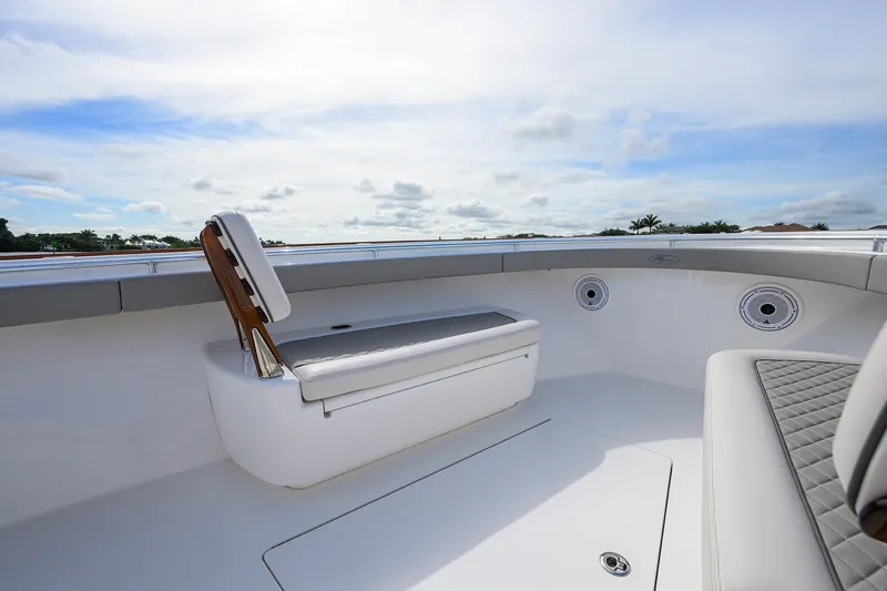 Slide: The Image of 2022 Valhalla Boatworks V-41 interior seating and deck view. - 11