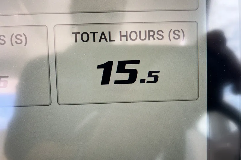 Slide: The Image of Display showing total hours of 15.5 on a 2027 Pursuit DC 326 Dual Console. - 16