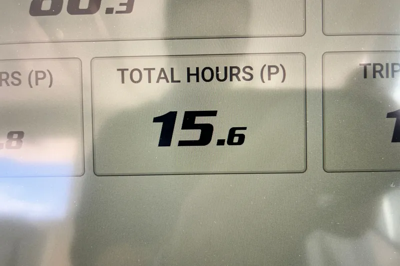 Slide: The Image of Display screen showing 15.6 total hours on Pursuit DC 326 Dual Console, 2027 model. - 15