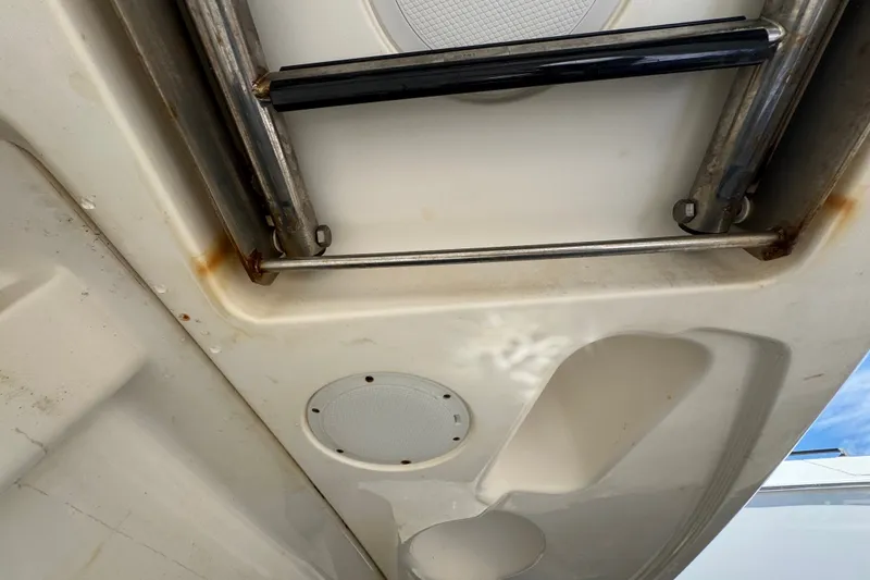 Slide: The Image of 2018 Sea Ray Sundancer 260 boat ladder and speaker detail. - 87