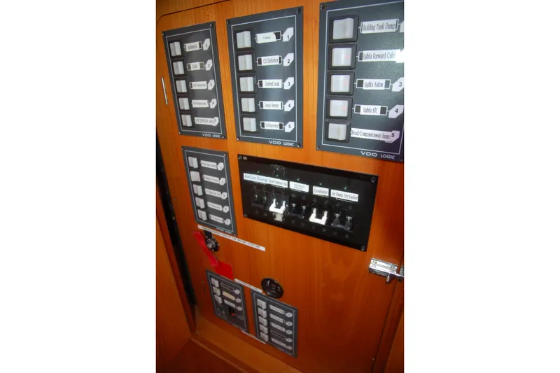 Slide: The Image of Electrical control panel on a 2000 Garcia 48 Raised Salon yacht. - 67