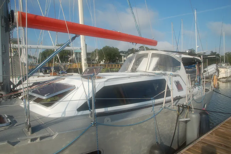 Slide: The Image of Sailing yacht Garcia 48 Raised Salon, 2000 model, docked at marina. - 8