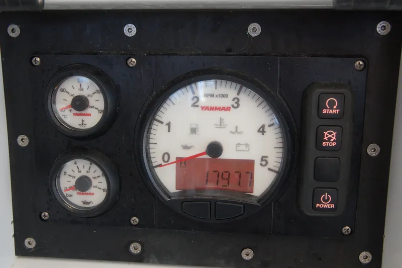 Slide: The Image of Yanmar engine control panel on a 2000 Garcia 48 Raised Salon yacht. - 35