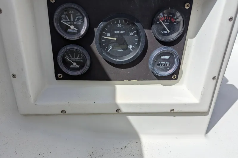 Slide: The Image of Instrument panel of a 1980 Sceptre Scepter 36 boat with gauges and dials. - 19