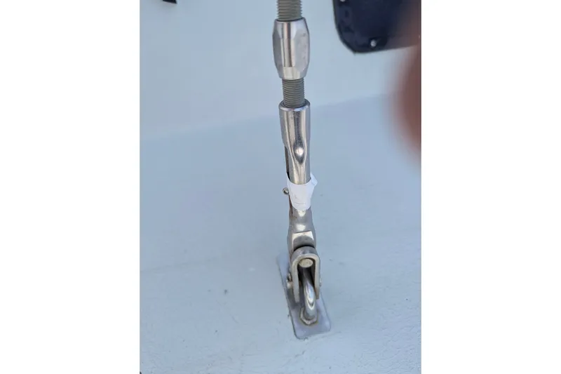 Slide: The Image of Close-up of a stainless steel rigging component on a 1980 Sceptre 36 sailboat. - 16