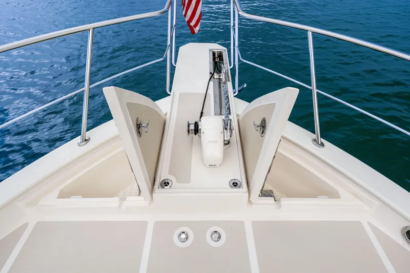 Slide: The Image of Bow view of 2017 Marlow Explorer 49E yacht with open anchor hatch. - 9