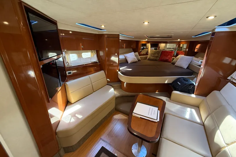 Slide: The Image of Luxurious interior of 2013 Sea Ray Sundancer 350 yacht with seating and bed. - 38