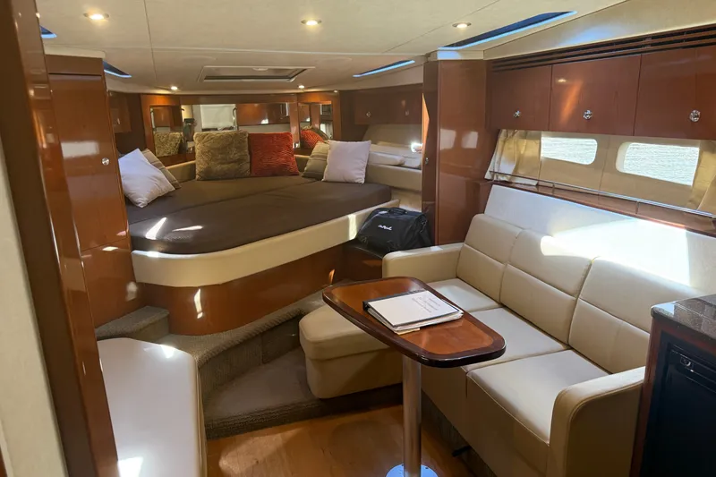 Slide: The Image of Luxurious interior of 2013 Sea Ray Sundancer 350 yacht with cozy seating and elegant decor. - 36