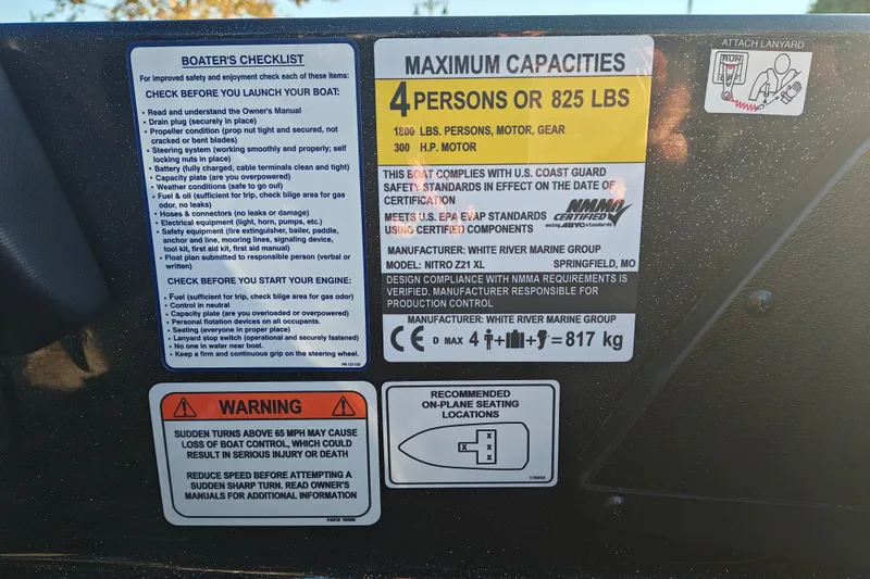 Slide: The Image of 2027 Nitro Z21 XL Pro capacity and safety labels, detailing weight limits and safety instructions. - 21