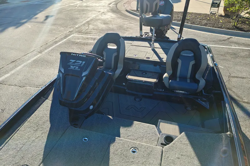 Slide: The Image of 2027 Nitro Z21 XL Pro boat interior with seating and storage compartments. - 34