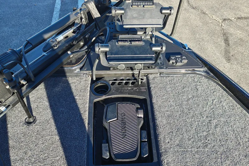 Slide: The Image of Nitro Z21 XL Pro 2027 boat deck with pedal and control panel. - 31