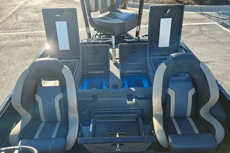 Slide: The Image of Interior of 2027 Nitro Z21 XL Pro boat with seating and storage compartments. - 38