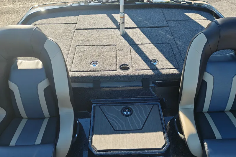 Slide: The Image of Interior of 2027 Nitro Z21 XL Pro boat with dual seats and storage compartments. - 37