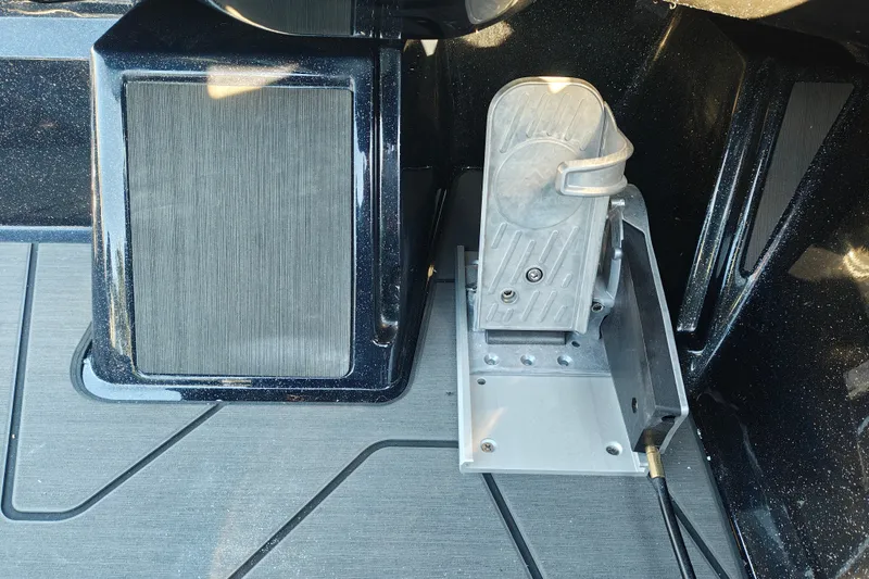Slide: The Image of 2027 Nitro Z21 XL Pro boat pedal and footrest on sleek deck surface. - 18