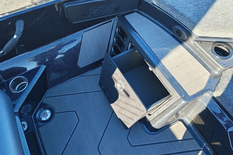Slide: The Image of 2027 Nitro Z21 XL Pro boat interior with open storage compartment. - 23