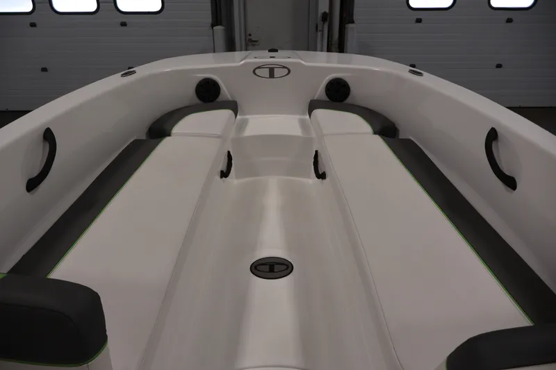 Slide: The Image of Interior view of 2022 Tahoe T18 boat with seating and storage compartments. - 10