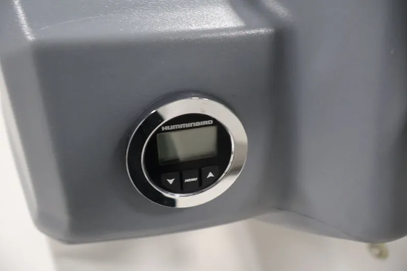 Slide: The Image of Close-up of a Humminbird display on a 2022 Tahoe T18 boat. - 19