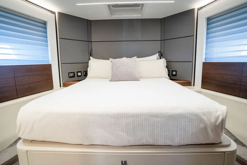 Slide: The Image of Luxurious bedroom interior of 2022 Astondoa 66 Fly yacht with modern design elements. - 41