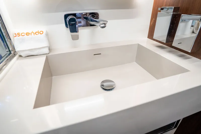 Slide: The Image of Modern bathroom sink in 2022 Astondoa 66 Fly yacht, featuring sleek design and chrome fixtures. - 48
