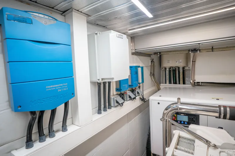 Slide: The Image of Engine room of 2022 Astondoa 66 Fly yacht with electrical systems and equipment. - 54