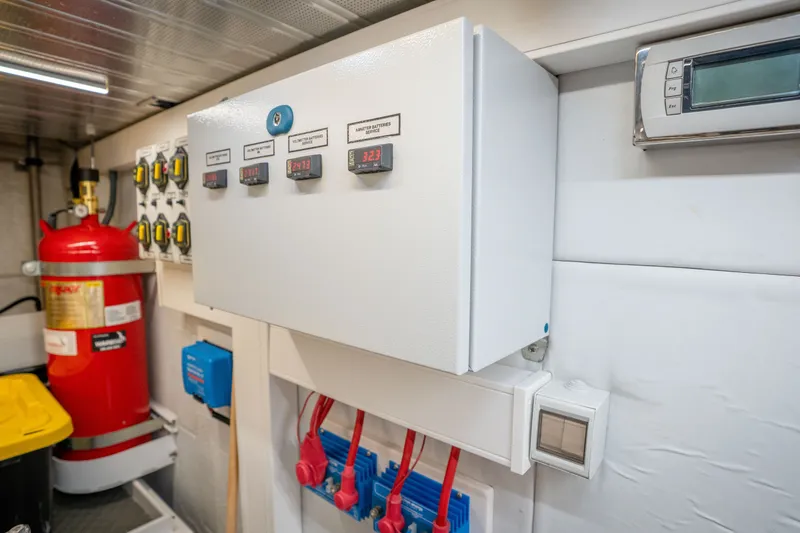 Slide: The Image of Electrical control panel in the engine room of a 2022 Astondoa 66 Fly yacht. - 55