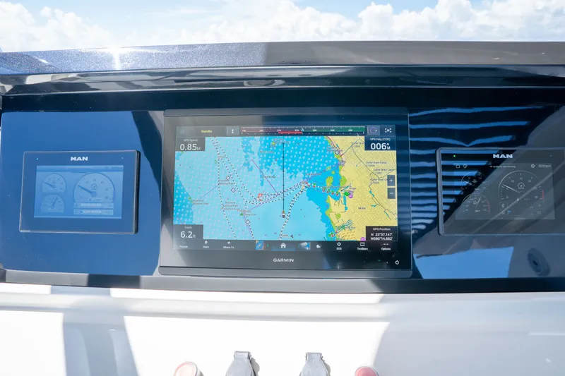 Slide: The Image of Dashboard of 2022 Astondoa 66 Fly yacht with navigation and control screens. - 15