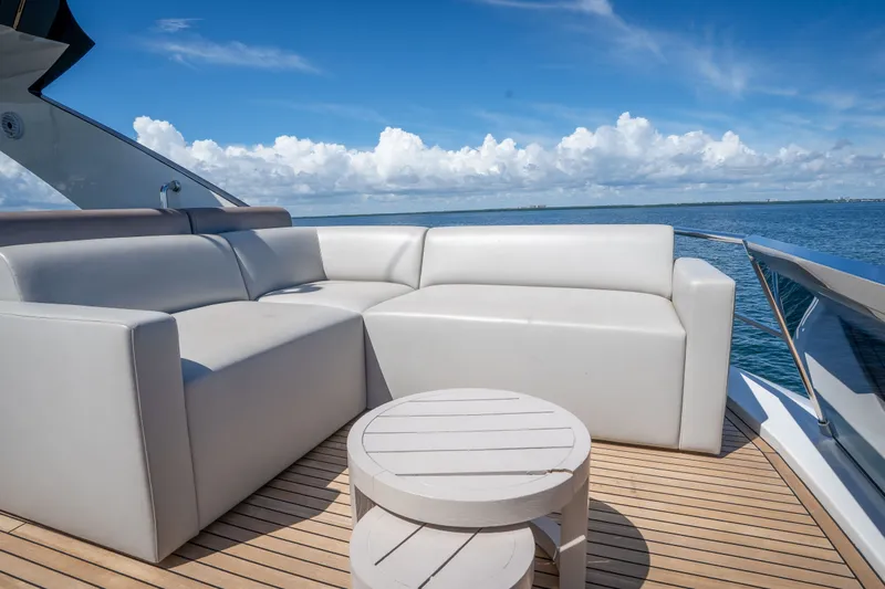 Slide: The Image of Luxurious seating area on 2022 Astondoa 66 Fly yacht with ocean view. - 9