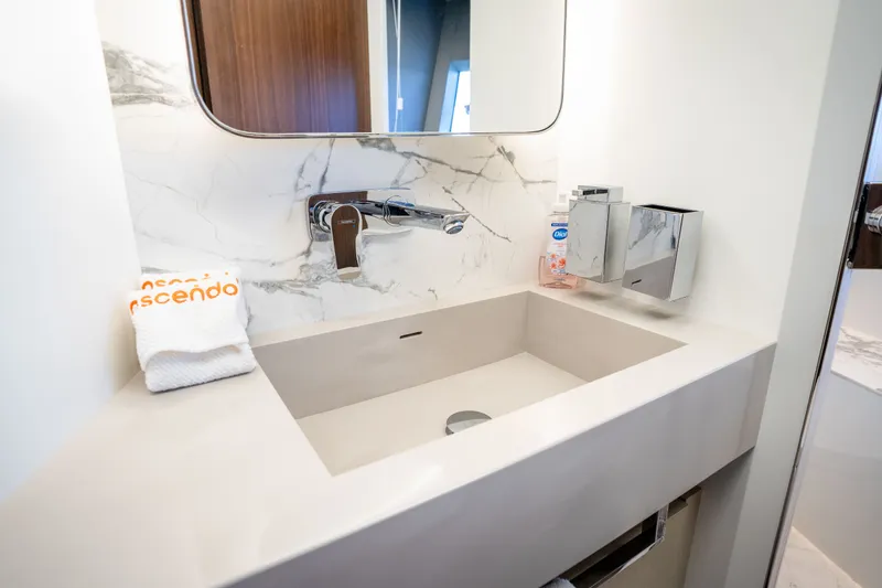 Slide: The Image of Luxury bathroom sink in 2022 Astondoa 66 Fly yacht, featuring modern fixtures and marble accents. - 44