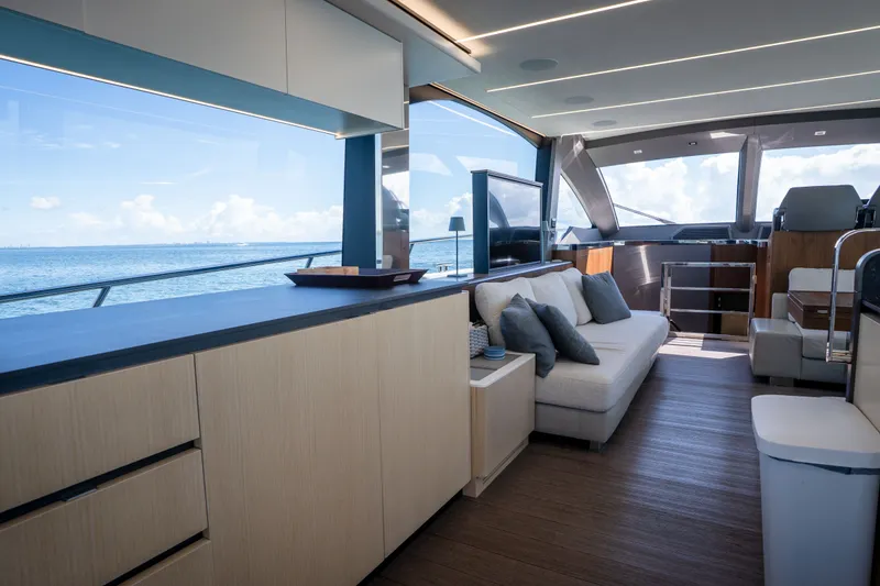 Slide: The Image of Luxurious interior of 2022 Astondoa 66 Fly yacht with ocean view. - 25