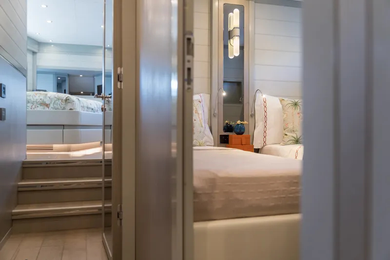 Slide: The Image of Luxurious interior of 2027 Sirena 78 yacht, featuring elegant bedroom design. - 43