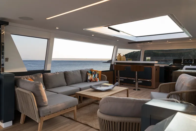 Slide: The Image of Luxurious interior of 2027 Sirena 78 yacht with ocean view and modern furnishings. - 20