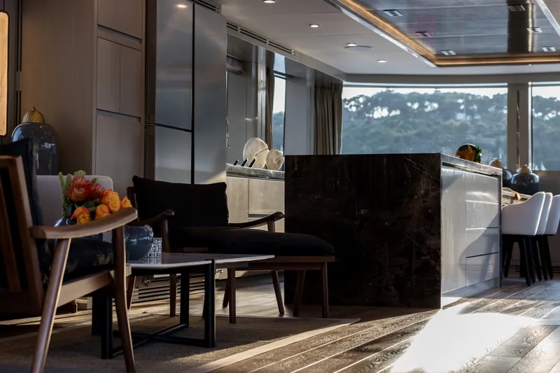 Slide: The Image of Luxurious interior of 2027 Sirena 78 yacht with elegant furnishings and modern design. - 26