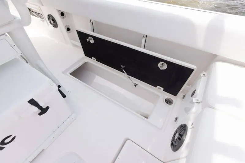Slide: The Image of Manufacturer Provided Image: 2025 Sea Fox 268 Commander boat storage compartment with open hatch. - 17