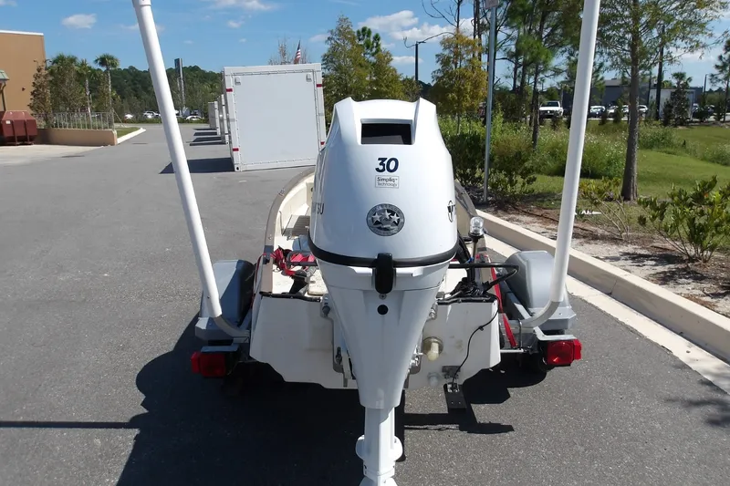 Slide: The Image of 2004 Gheenoe Classic 15 boat with Tohatsu 30 HP motor on trailer. - 8