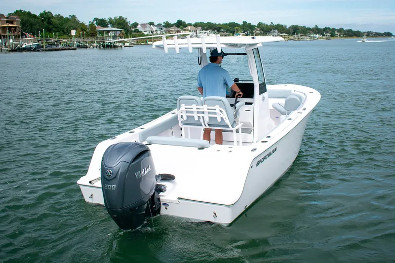 Slide: The Image of 2026 Sportsman Open 212 Center Console boat on water, featuring Yamaha 200 engine. - 6
