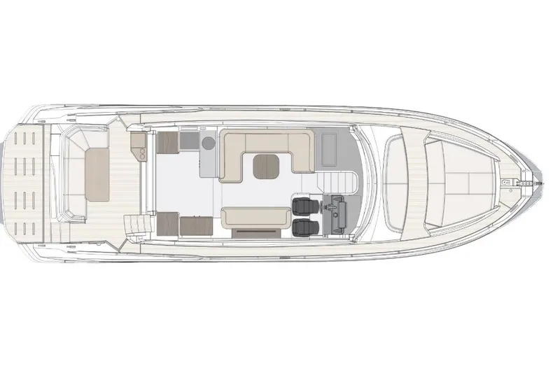 Slide: The Image of Manufacturer Provided Image: Top view layout of 2025 Azimut Fly 53 yacht, showcasing interior design and deck arrangement. - 17