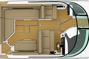 Slide: The Image of 2015 Sea Ray SDX 270 Outboard boat interior layout with seating and helm. - 48