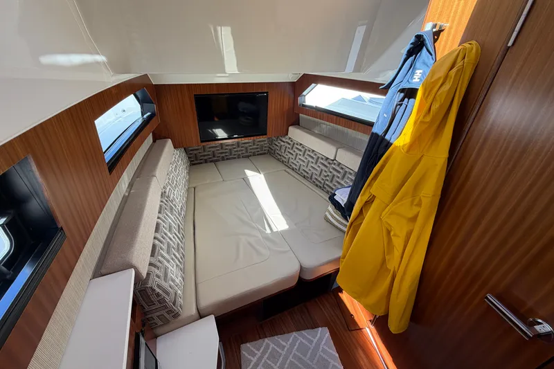 Slide: The Image of Luxurious interior of 2023 Pursuit S 428 Sport boat with cozy seating and modern design. - 20