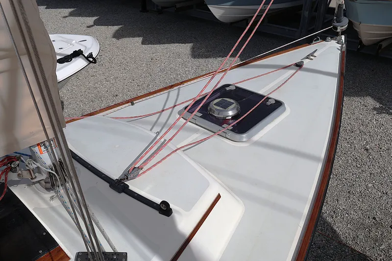 Slide: The Image of Bow of a 1995 Alerion Express 28 sailboat with rigging and hatch. - 25