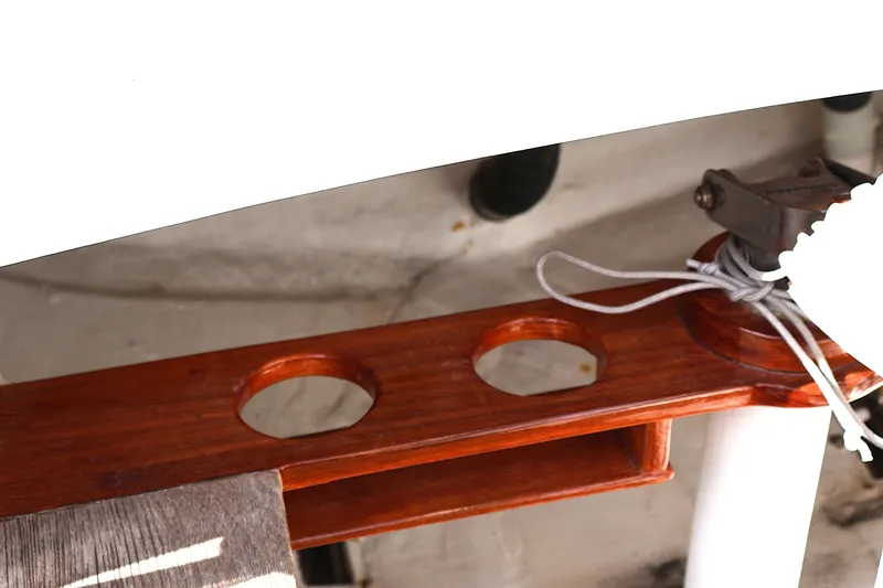 Slide: The Image of Wooden interior detail of a 1995 Alerion Express 28 sailboat. - 10