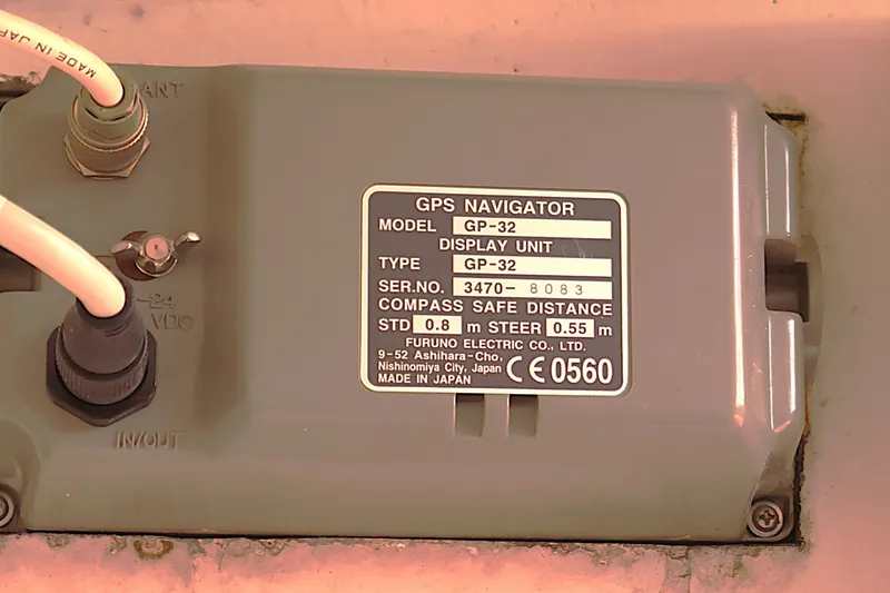 Slide: The Image of GPS Navigator GP-32 display unit on 1995 Alerion Express 28 sailboat. - 40