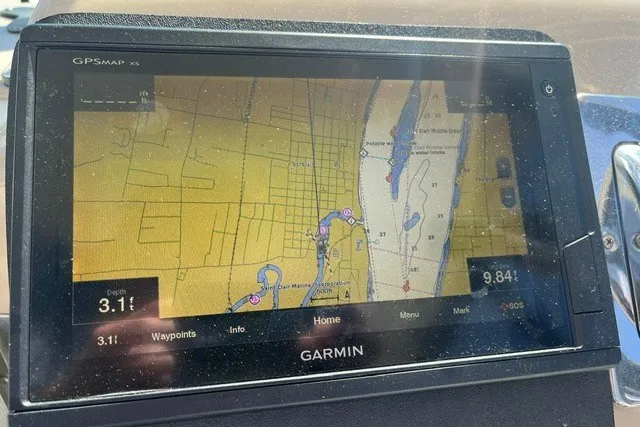 Slide: The Image of Garmin GPSMAP X5 displaying navigation map on 2005 Carver 360 Mariner boat. - 22