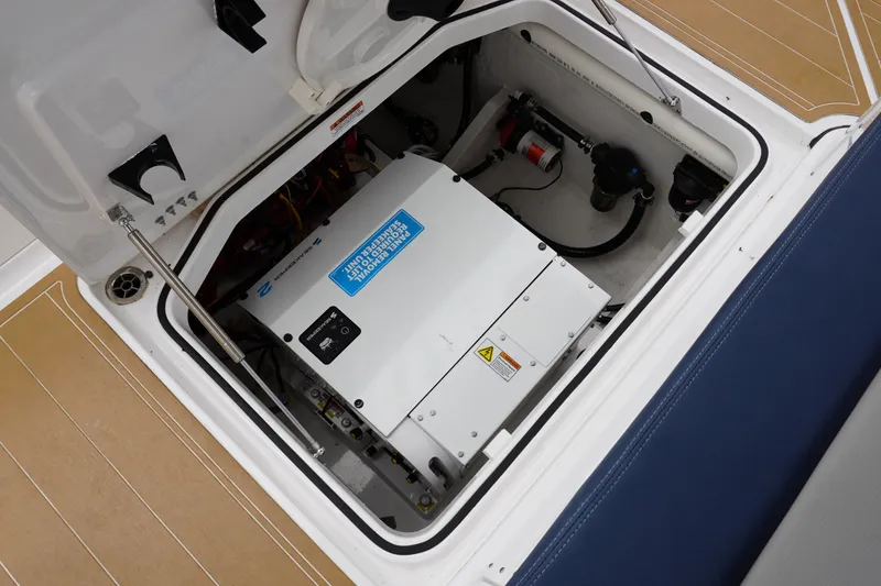 Slide: The Image of 2027 Monterey Elite 34 OB engine compartment with advanced power system. - 36