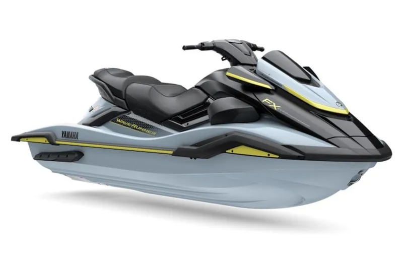Slide: The Image of 2027 Yamaha WaveRunner FX SVHO in sleek design with black and yellow accents. - 2