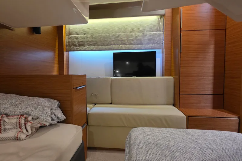 Slide: The Image of Luxurious interior of 2015 Bavaria 360 Sport HT yacht with cozy seating and modern decor. - 40