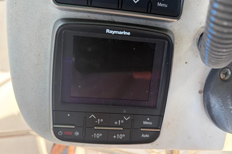 Slide: The Image of Raymarine navigation display on 2003 Beneteau Oceanis 393 sailboat control panel. - 37