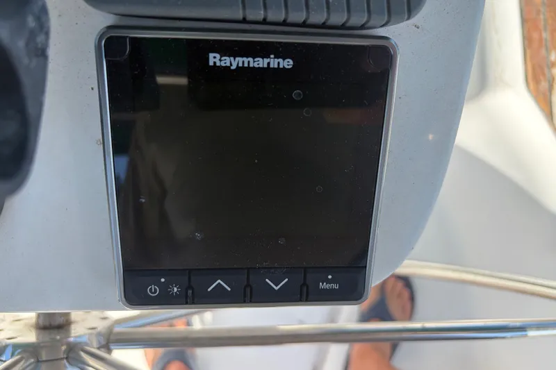Slide: The Image of Raymarine navigation display on 2003 Beneteau Oceanis 393 yacht dashboard. - 39