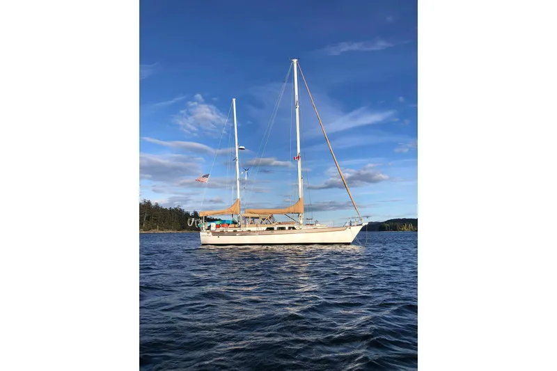 The Image of Sailing yacht Passport Hoyt 45, 1982 model, on calm waters under a clear blue sky. - 0