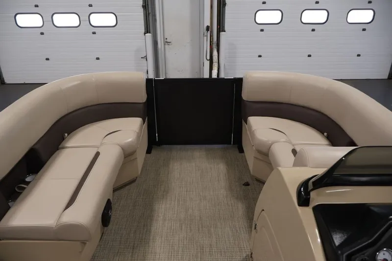 Slide: The Image of Interior of 2027 Bentley Pontoons 200 CRUISE XL with beige seating and carpet flooring. - 15